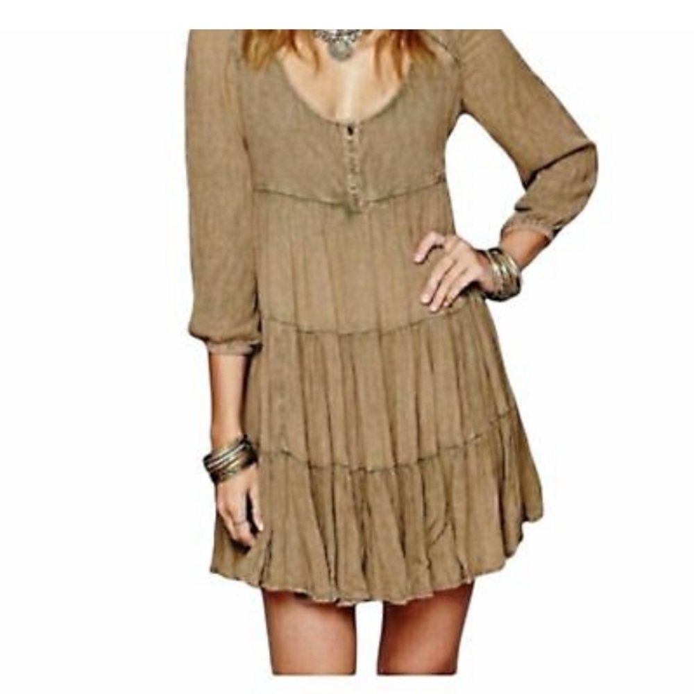 Free People Full Swing Candy Dress boho mini dress S preowned oversized - Picture 2 of 9